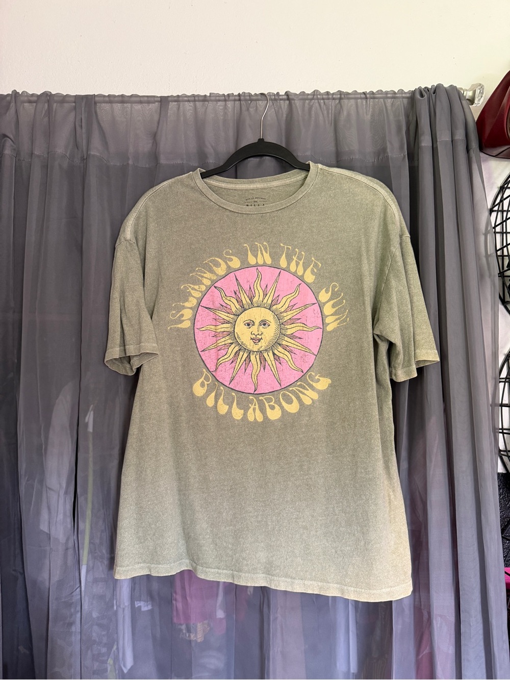 Billabong Graphic Tee - Olive with Pink Sun